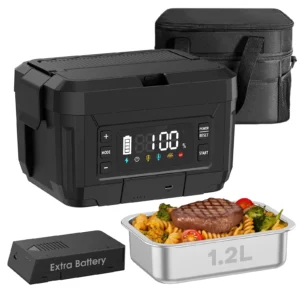 Cordless Electric Lunch Box for Adults – 1.2L Stainless Steel Self-Heating Lu...