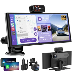 CarPlay Screen for Car Tablet Android Auto Smart Screen for Car, 4K Dash Cam