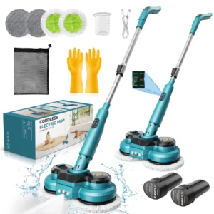 Cordless Electric Mop, Dual-Motor Power Spin Mop for Floor Cleaning with 5000 Ma