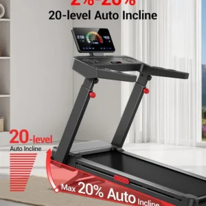 Foldable Treadmills for Home with 20% Auto Incline, 14KM H Treadmill with Handle