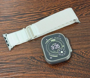 Apple Watch Ultra 49mm Titanium Case with New White Trail Loop - Excellent Cond